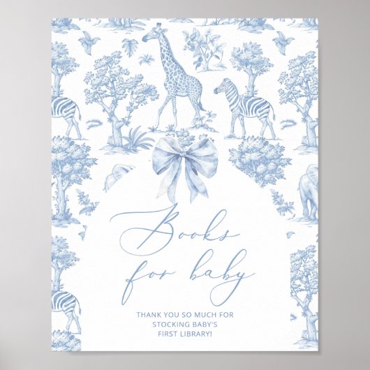 Safari dieren Toile de Jouy Boeken voor baby Poster (Voorkant)
