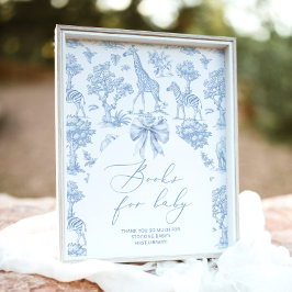 Safari dieren Toile de Jouy Boeken voor baby Poster