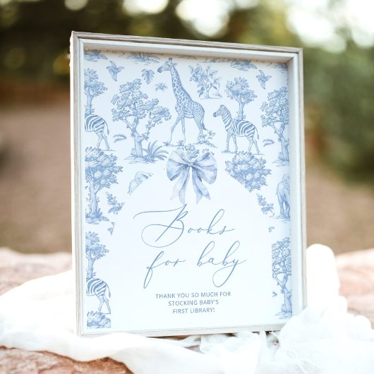 Safari dieren Toile de Jouy Boeken voor baby Poster