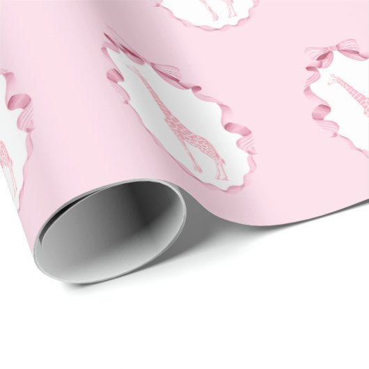 Safari Dieren Toile de Jouy Dusty Pink Cadeaupapier (Rol Hoek)