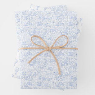 Safari Dieren Toile de Jouy Inpakpapier Vel