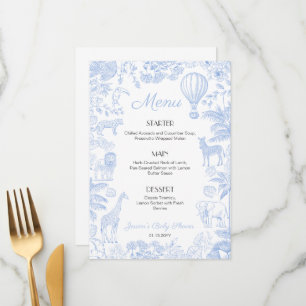 Safari Dieren Toile De Jouy Jongens Baby Shower Me Menu