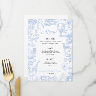 Safari Dieren Toile De Jouy Jongens Baby Shower Me Menu