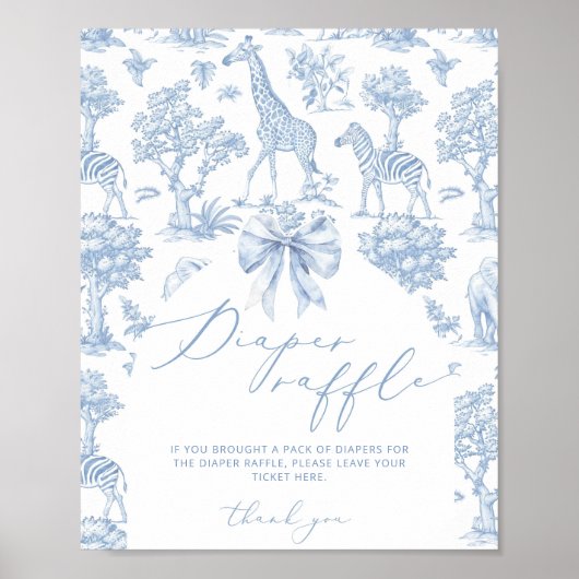 Safari dieren Toile de Jouy Luierverloting Poster (Voorkant)