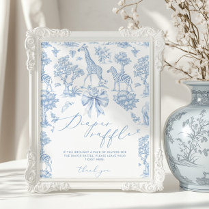 Safari dieren Toile de Jouy Luierverloting Poster