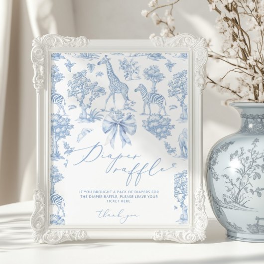 Safari dieren Toile de Jouy Luierverloting Poster