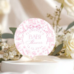 Safari dieren Toile de Jouy Roze Baby shower Ronde Sticker<br><div class="desc">Safari dieren Toile de Jouy Roze Baby shower Classic Ronde Sticker Matching items beschikbaar.</div>