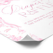 Safari dieren Toile de Jouy Roze Luier Raffle Poster (Hoek)