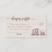 Safari Dieren Train Baby shower Luier Raffle Informatiekaartje (Voorkant)