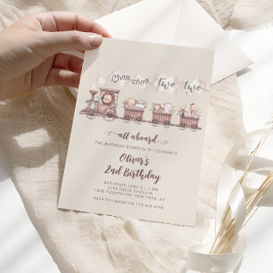 Safari Dieren Trein 2e verjaardag Kaart