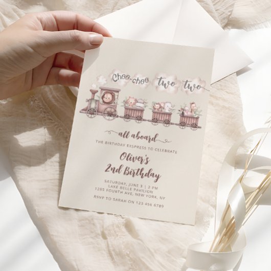 Safari Dieren Trein 2e Verjaardag Kaart