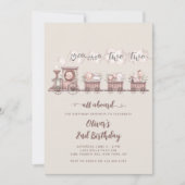 Safari Dieren Trein 2e Verjaardag Kaart (Voorkant)