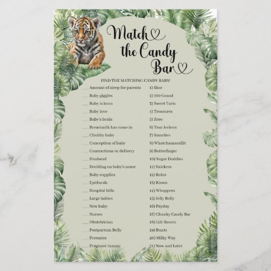 Safari dieren Tropical Match Het Snoep Bar spel (Voorkant)