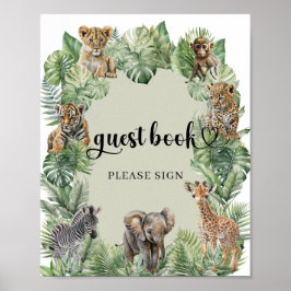 Safari dieren Tropisch groen gastenboek teken Poster