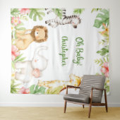 Safari-dieren tropische baby shower achtergrond wandkleed (In Situ (horizontaal))