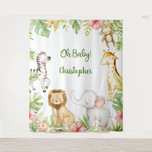 Safari dieren tropische baby showers achtergrond wandkleed