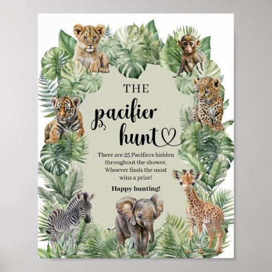 Safari dieren Tropische Fopspeen Hunt spel Poster (Voorkant)
