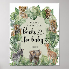 Safari dieren Tropische groen boeken voor baby Poster