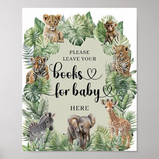 Safari dieren Tropische groen boeken voor baby Poster (Voorkant)
