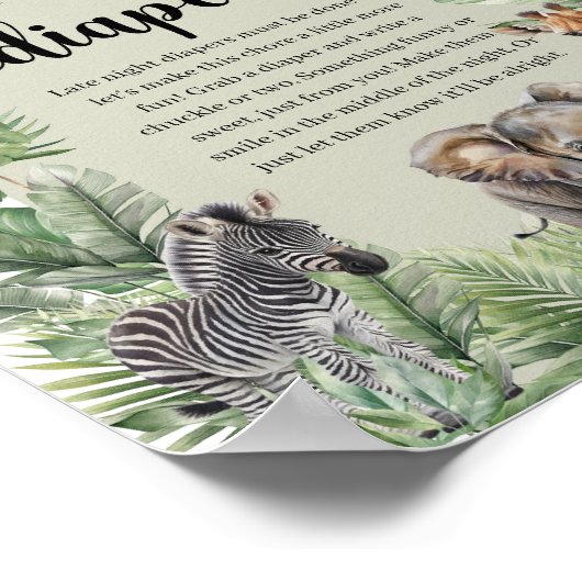 Safari dieren Tropische Late Night Luiers spel Poster (Hoek)