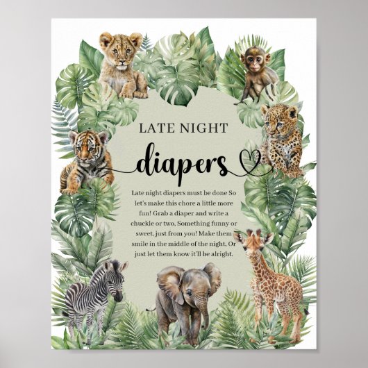 Safari dieren Tropische Late Night Luiers spel Poster (Voorkant)