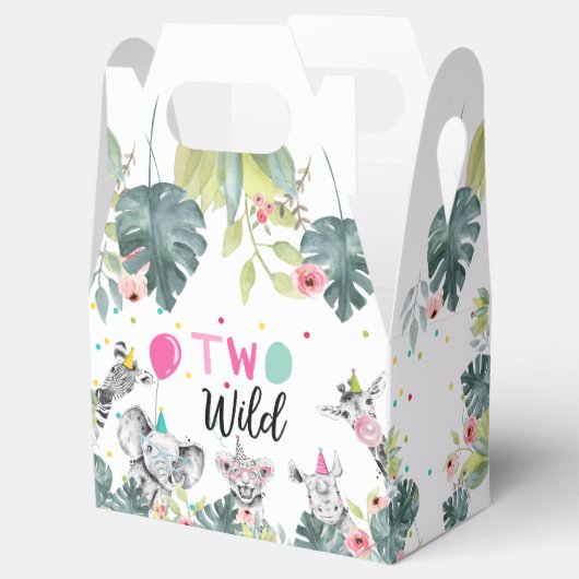 Safari Dieren Twee Wild Birthday Pink Girl Bedankdoosjes (Geopend)