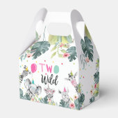 Safari Dieren Twee Wild Birthday Pink Girl Bedankdoosjes (Voorkant Zijde)