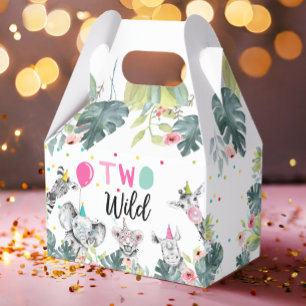 Safari Dieren Twee Wild Birthday Pink Girl Bedankdoosjes