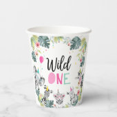 Safari Dieren Twee Wild Birthday Pink Girl Papieren Bekers (Achterkant)