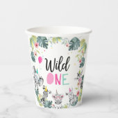 Safari Dieren Twee Wild Birthday Pink Girl Papieren Bekers (Voorkant)