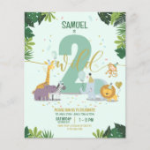 Safari Dieren Twee Wild Budget Verjaardag Uitnodig (Voorkant)