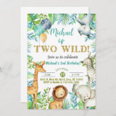 Safari dieren Twee Wilde jongen 2e verjaardag uitn Kaart (Voorkant / Achterkant)