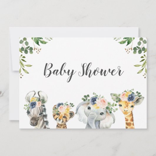 Safari Dieren Tweeling Baby Shower Uitnodiging (Achterkant)