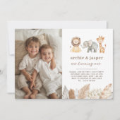 Safari Dieren Twins Landschap Foto uitnodiging (Voorkant)