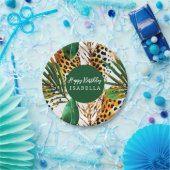 Safari Dieren Vacht Prints & Palmbladeren Boho Papieren Bordje (Feest)