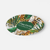 Safari Dieren Vacht Prints & Palmbladeren Boho Papieren Bordje (Gekanteld)