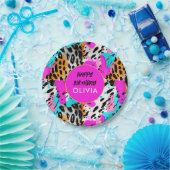 Safari Dieren Vacht Prints Patronen Helder Neon Papieren Bordje (Feest)