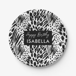 Safari Dieren Vacht Prints Patronen Zwart & Wit Papieren Bordje