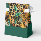 Safari Dieren Vacht Prints Patroon Groen en Goud Bedankdoosjes (Achterkant)