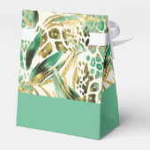 Safari Dieren Vacht Prints Patroon Groen & Goud Bedankdoosjes (Achterkant)