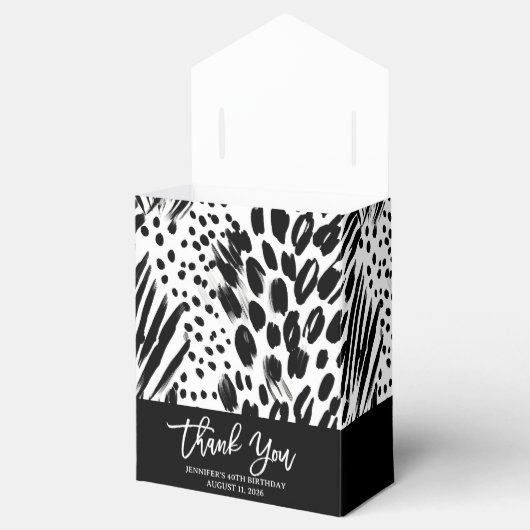 Safari Dieren Vacht Prints Patroon Zwart en Wit Bedankdoosjes (Geopend)