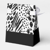 Safari Dieren Vacht Prints Patroon Zwart en Wit Bedankdoosjes (Achterkant)