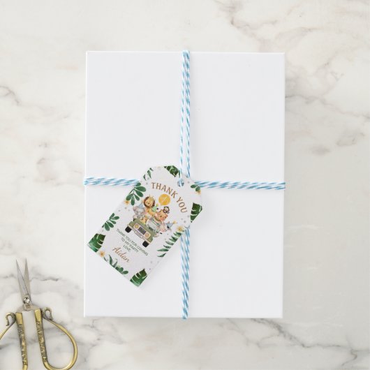 Safari Dieren Verjaardag Bedankt Cadeaulabel (Met Touw)
