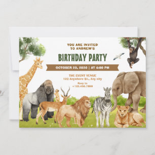 Safari dieren verjaardag kaart
