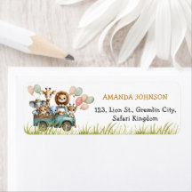 Safari Dieren Verjaardag Retouradres Label