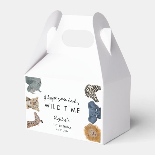 Safari Dieren Verjaardag Wilde Tijd Bedankdoosjes (Voorkant Zijde)