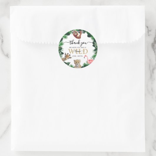 Safari Dieren Verjaardagsfeest Voorkeur Ronde Sticker (Tas)