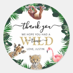 Safari Dieren Verjaardagsfeest Voorkeur Ronde Sticker