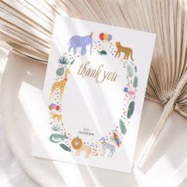 Safari Dieren Verjaardagsfeestje Dank u Notitiekaartje