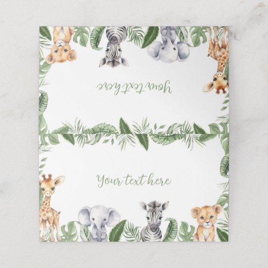 Safari Dieren Verjaardagsfeestje Plaats Kaart Plaatskaartje (Buitenkant ongevouwen)